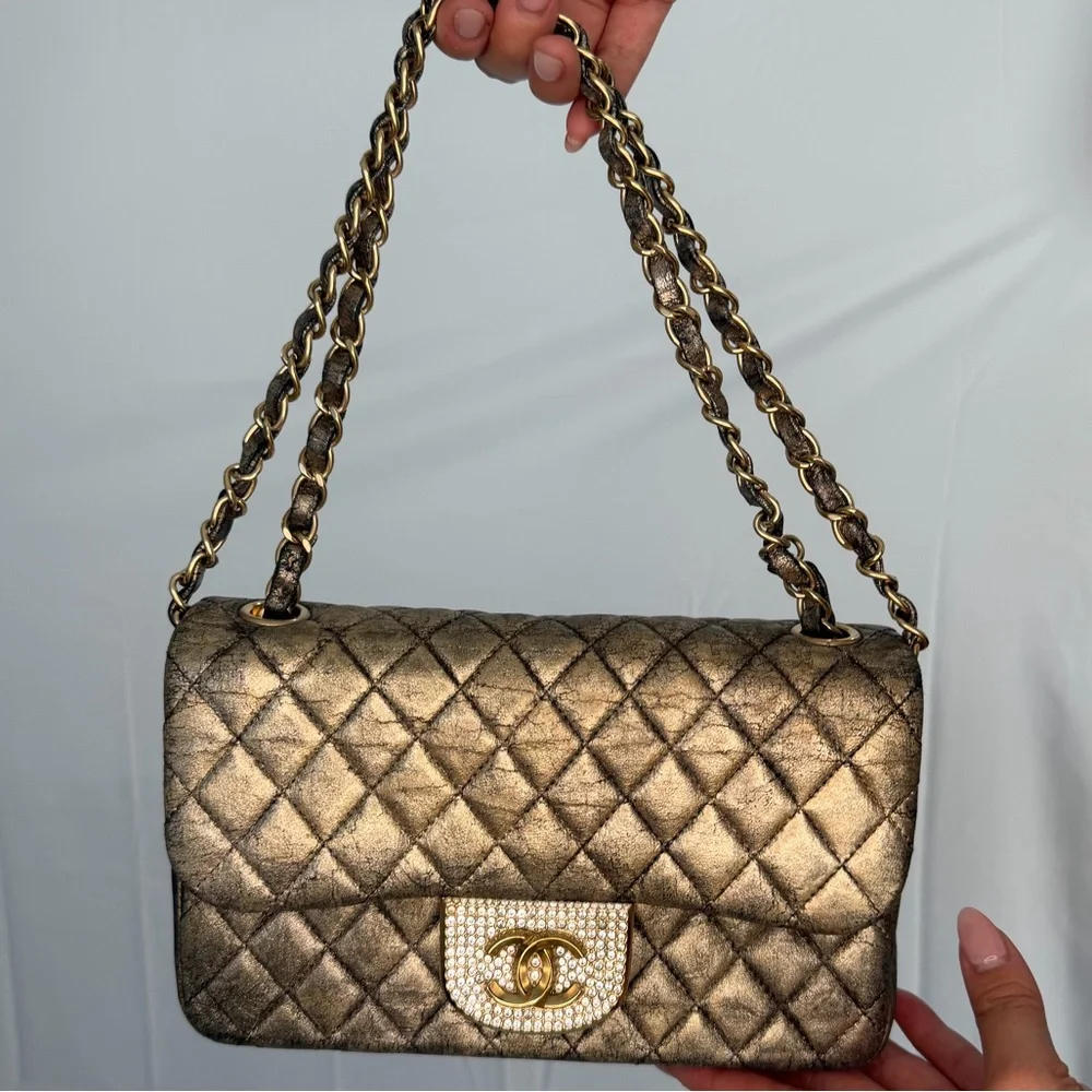 Limited Edition CHANEL Iridescent Classic Flap Bag with Crystal CC Lock - Picture 3 of 17